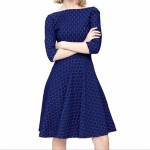 NWT Leota blue patterned fit and flare dress